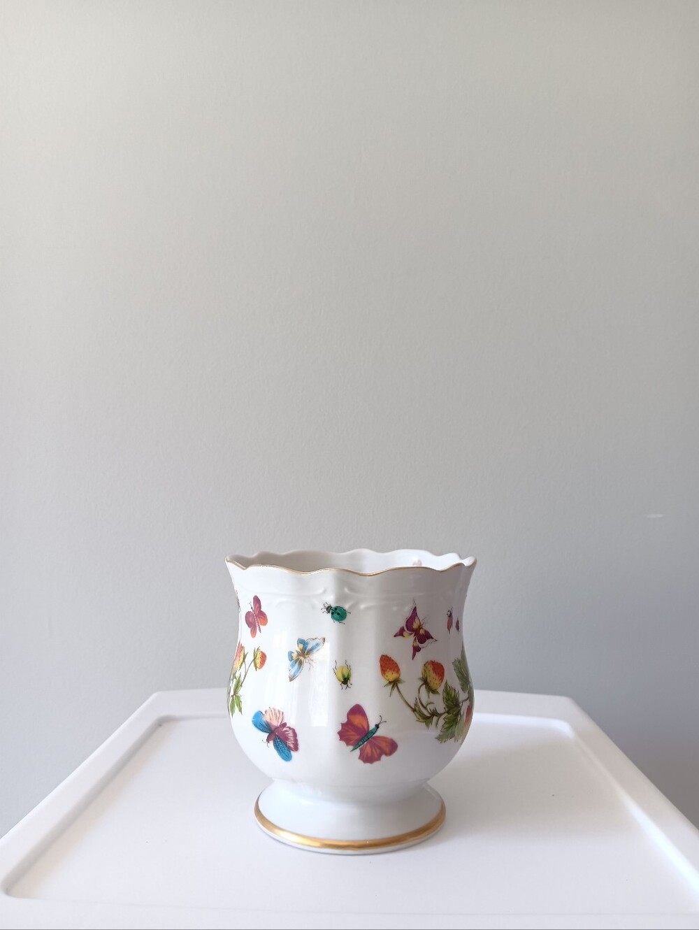 Vintage Lenwile China Ardalt Made in Japan Butterfly Strawberry Vase Model #6166
